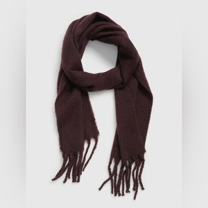 GAP Oversized Brushed Cozy Soft Knit Fringe Scarf Eggplant Purple NEW